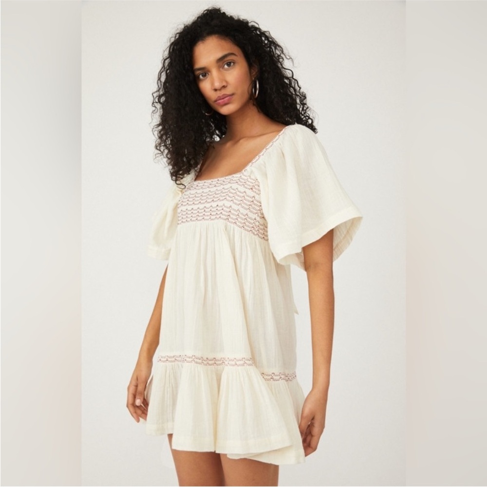 Free People Cream Mini Dress